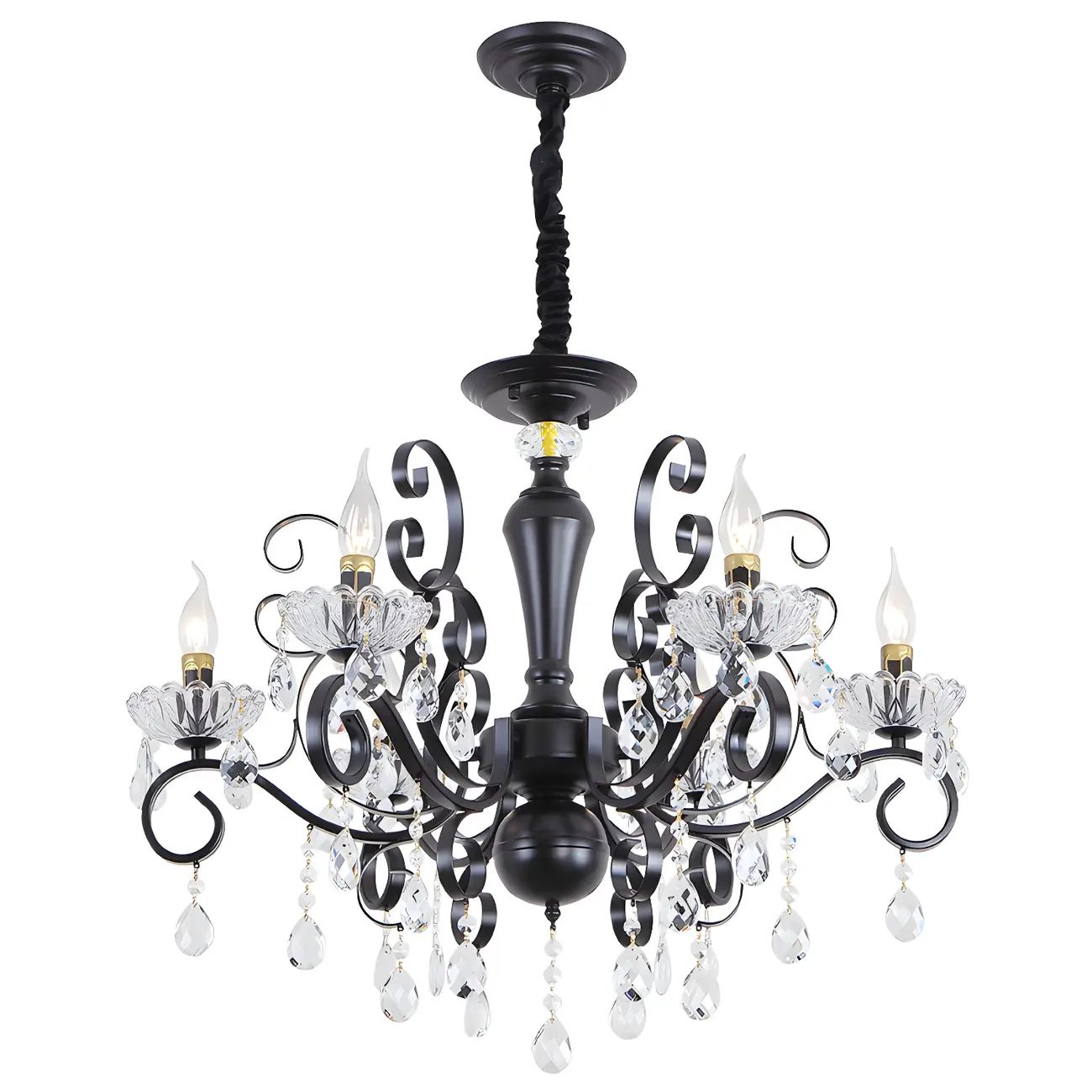 Black Crystal Chandelier with Glass Beads, Classic Design Image - 7 | homeyfad