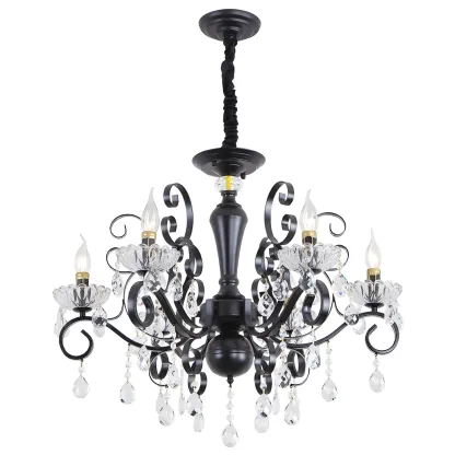 Black Crystal Chandelier with Glass Beads, Classic Design Image - 7
