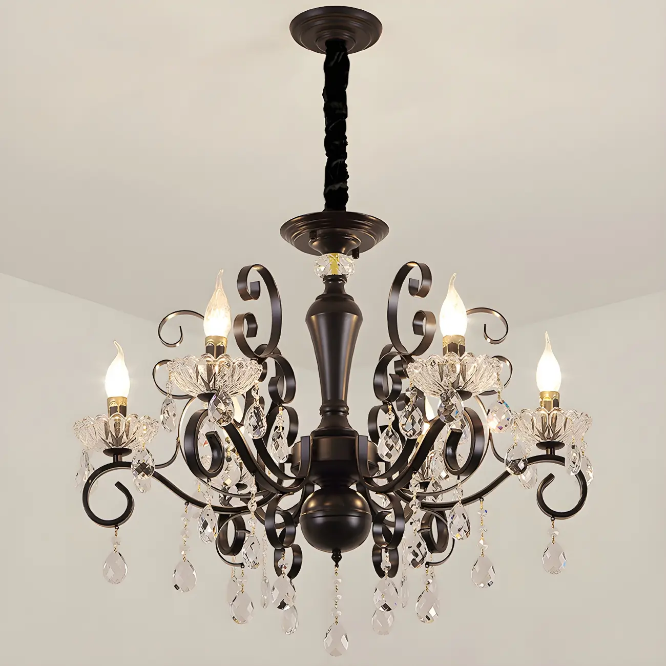 Traditional Black Classic Crystal Candelabra Chandelier Image - 8 | homeyfad