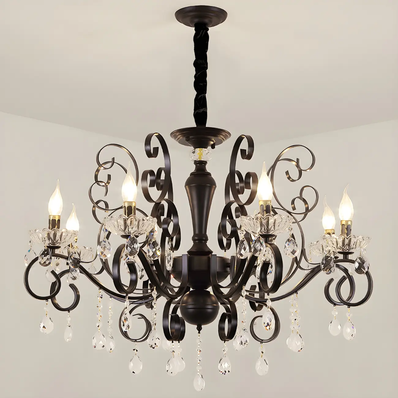 Traditional Black Classic Crystal Candelabra Chandelier Image - 9 | homeyfad
