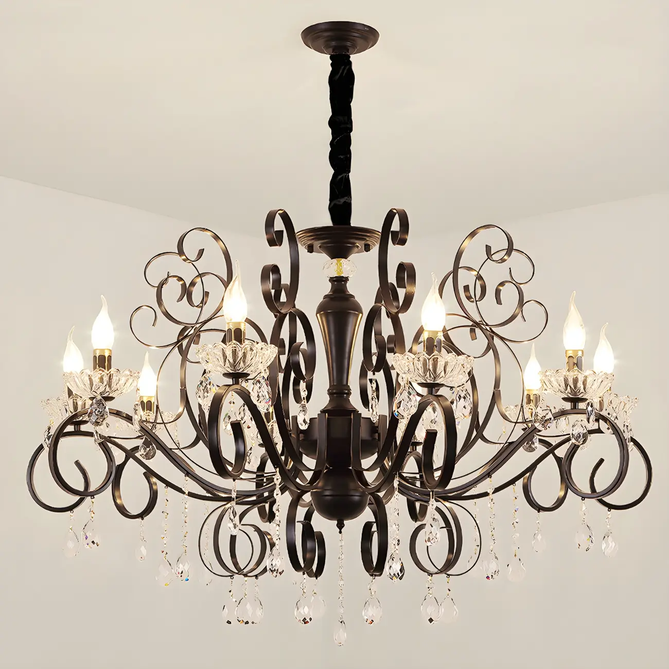 Black Crystal Chandelier with Glass Beads, Classic Design Image - 10 | homeyfad
