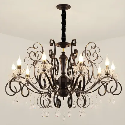 Black Crystal Chandelier with Glass Beads, Classic Design Image - 10