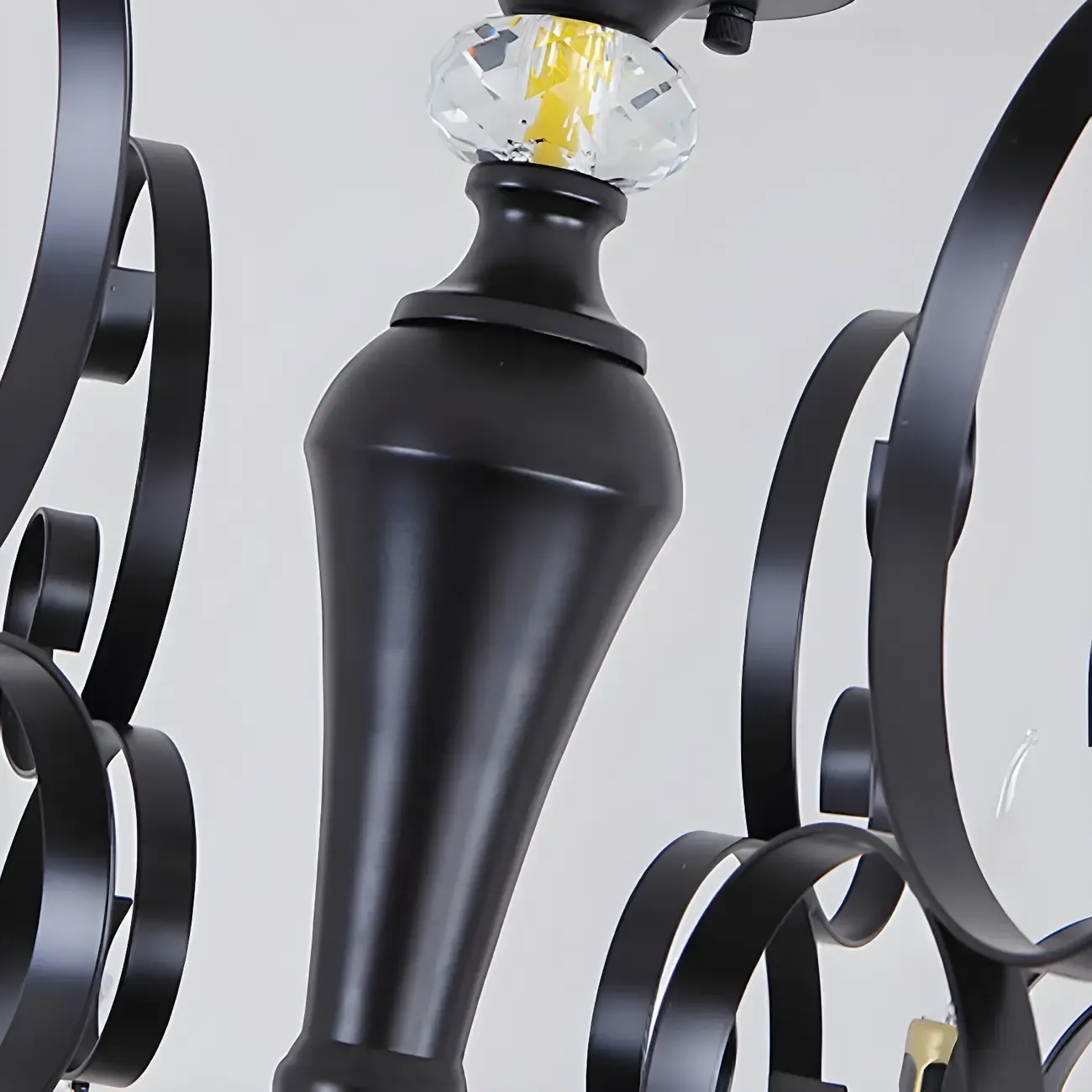 Black Crystal Chandelier with Glass Beads, Classic Design Image - 14