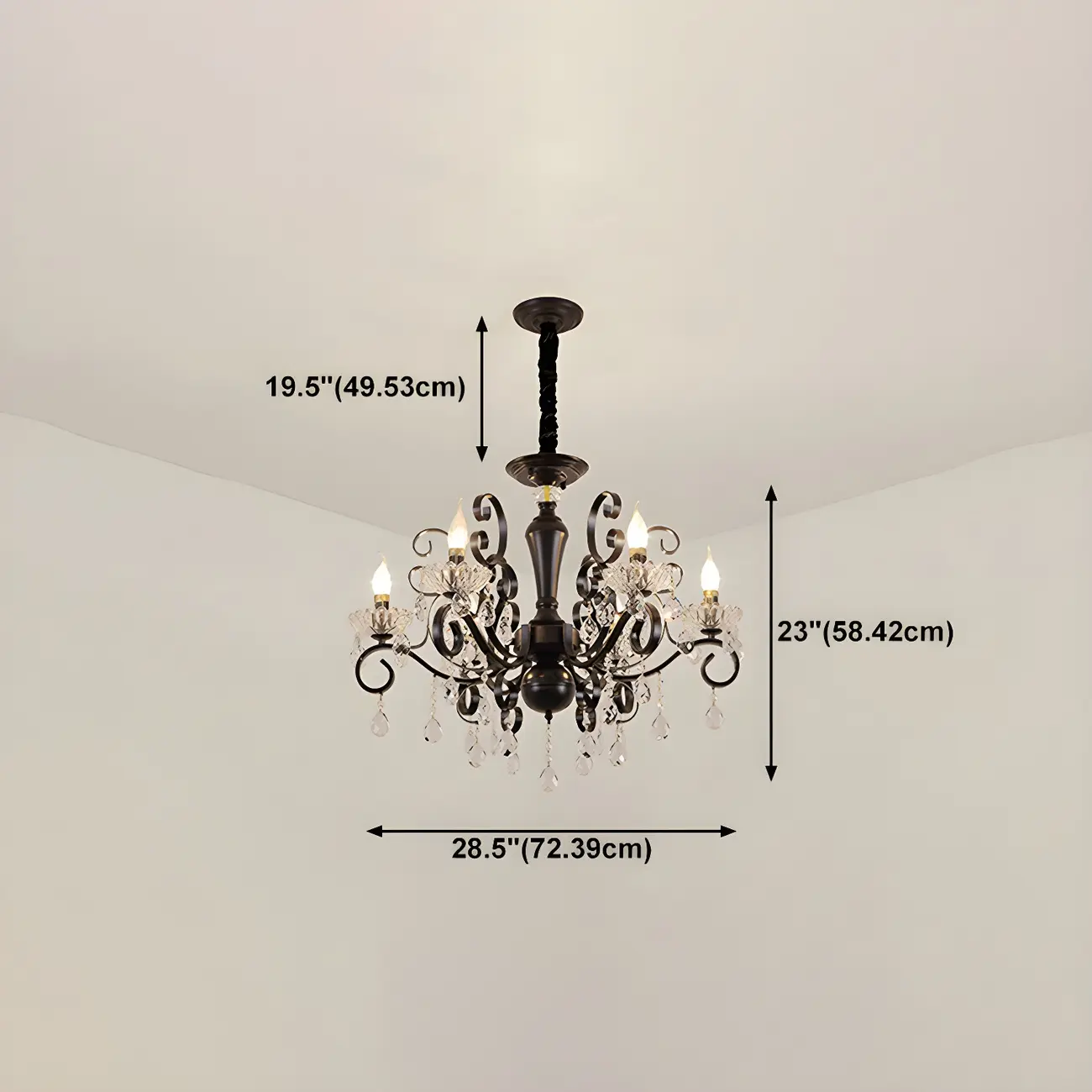 Traditional Black Classic Crystal Candelabra Chandelier #size | homeyfad