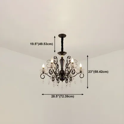 Black Crystal Chandelier with Glass Beads, Classic Design #size