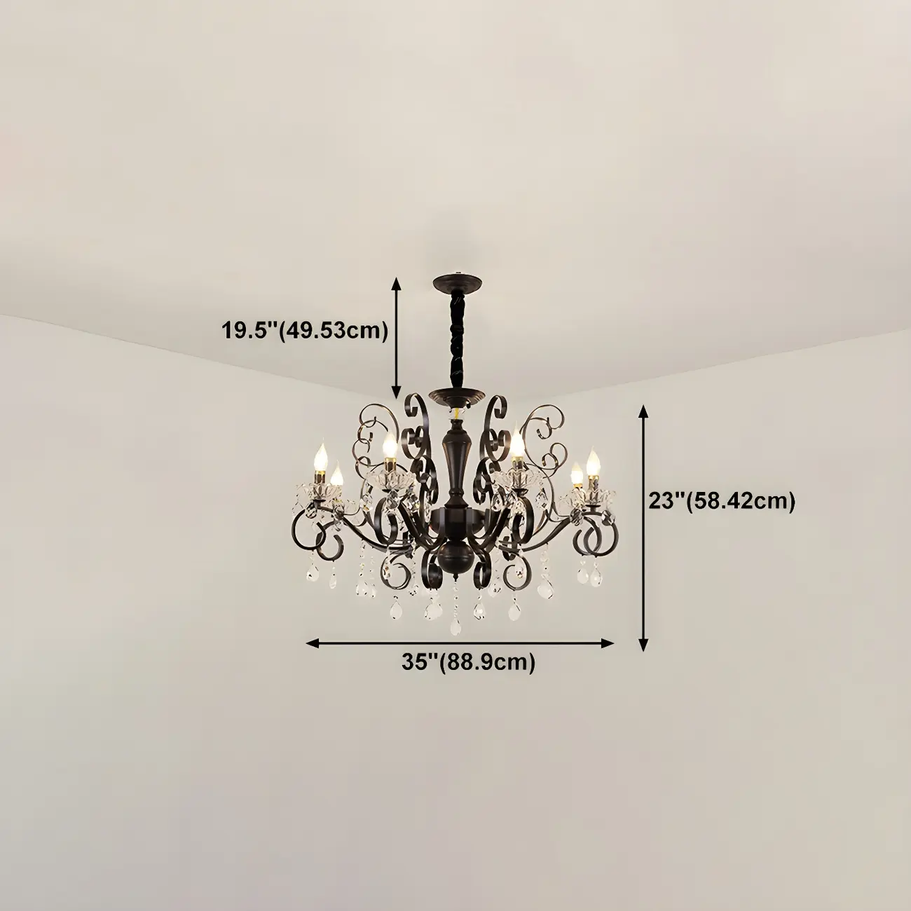 Black Crystal Chandelier with Glass Beads, Classic Design Image - 16 | homeyfad