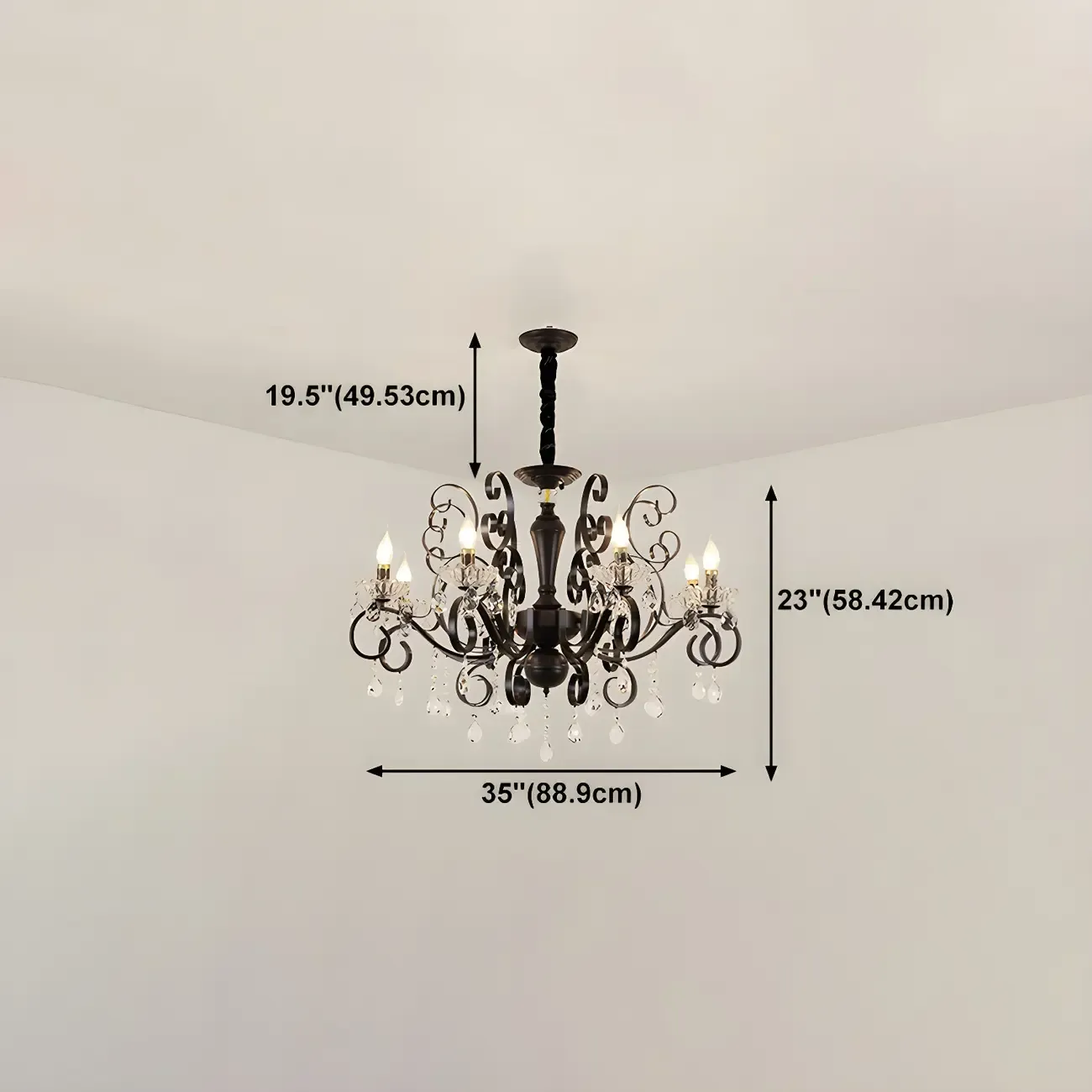 Black Crystal Chandelier with Glass Beads, Classic Design Image - 16