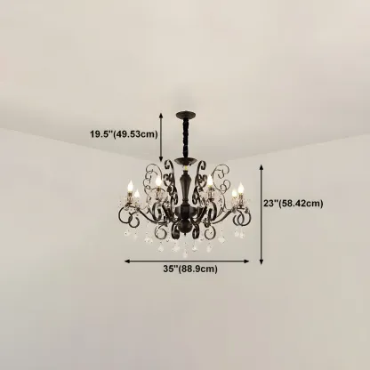 Black Crystal Chandelier with Glass Beads, Classic Design Image - 16