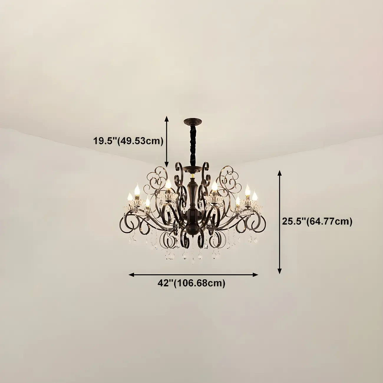 Black Crystal Chandelier with Glass Beads, Classic Design Image - 17
