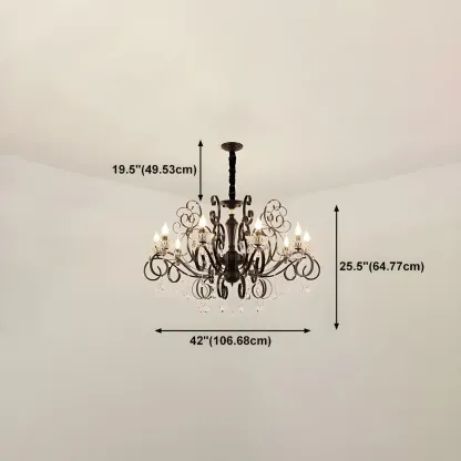 Black Crystal Chandelier with Glass Beads, Classic Design Image - 17