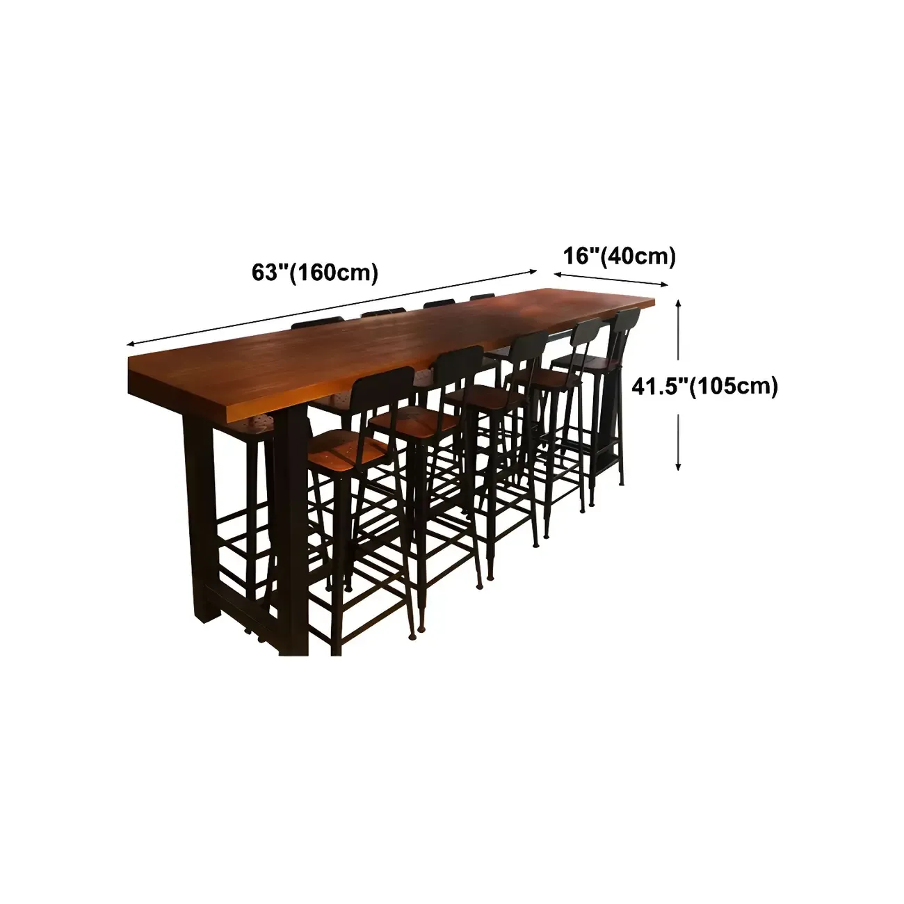 Rectangular Brown Wooden Long Bar Height Table Image - 11