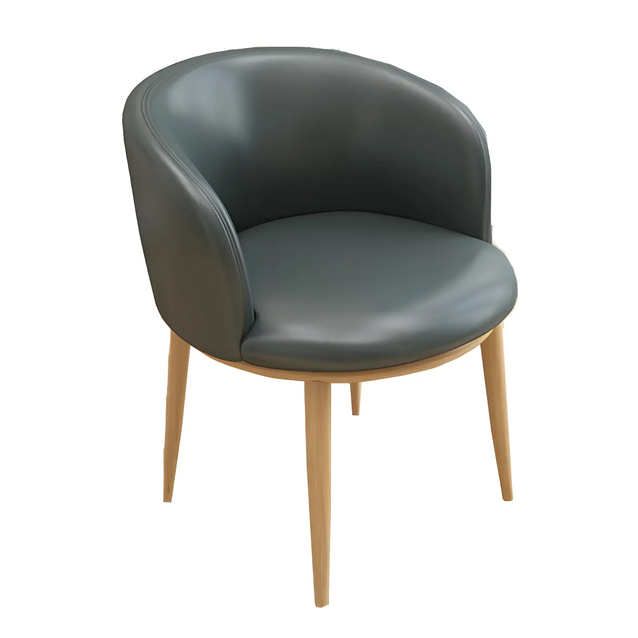 Camel Curved Barrel Back Leather Arm Dining Chair Image - 2 | homeyfad