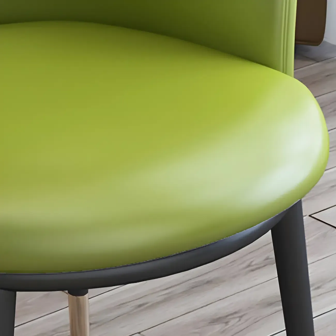 Camel Curved Barrel Back Leather Arm Dining Chair Image - 13