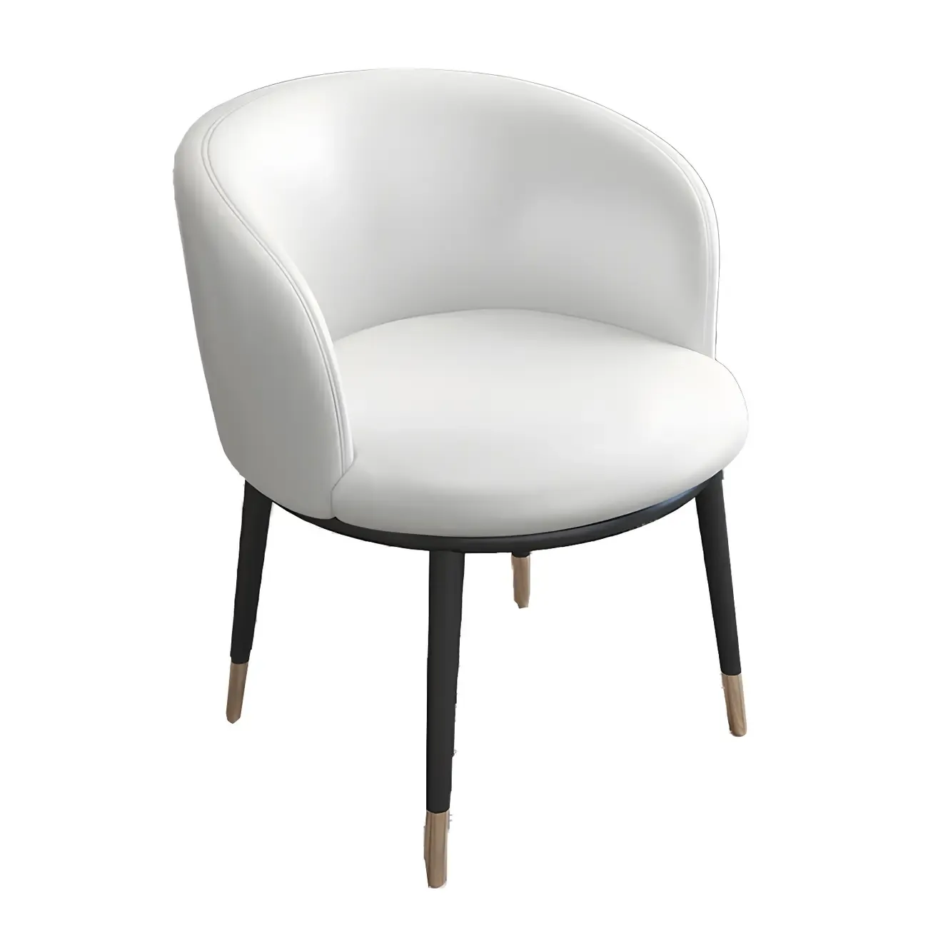 Camel Curved Barrel Back Leather Arm Dining Chair Image - 17