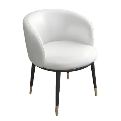 Camel Curved Barrel Back Leather Arm Dining Chair Image - 17