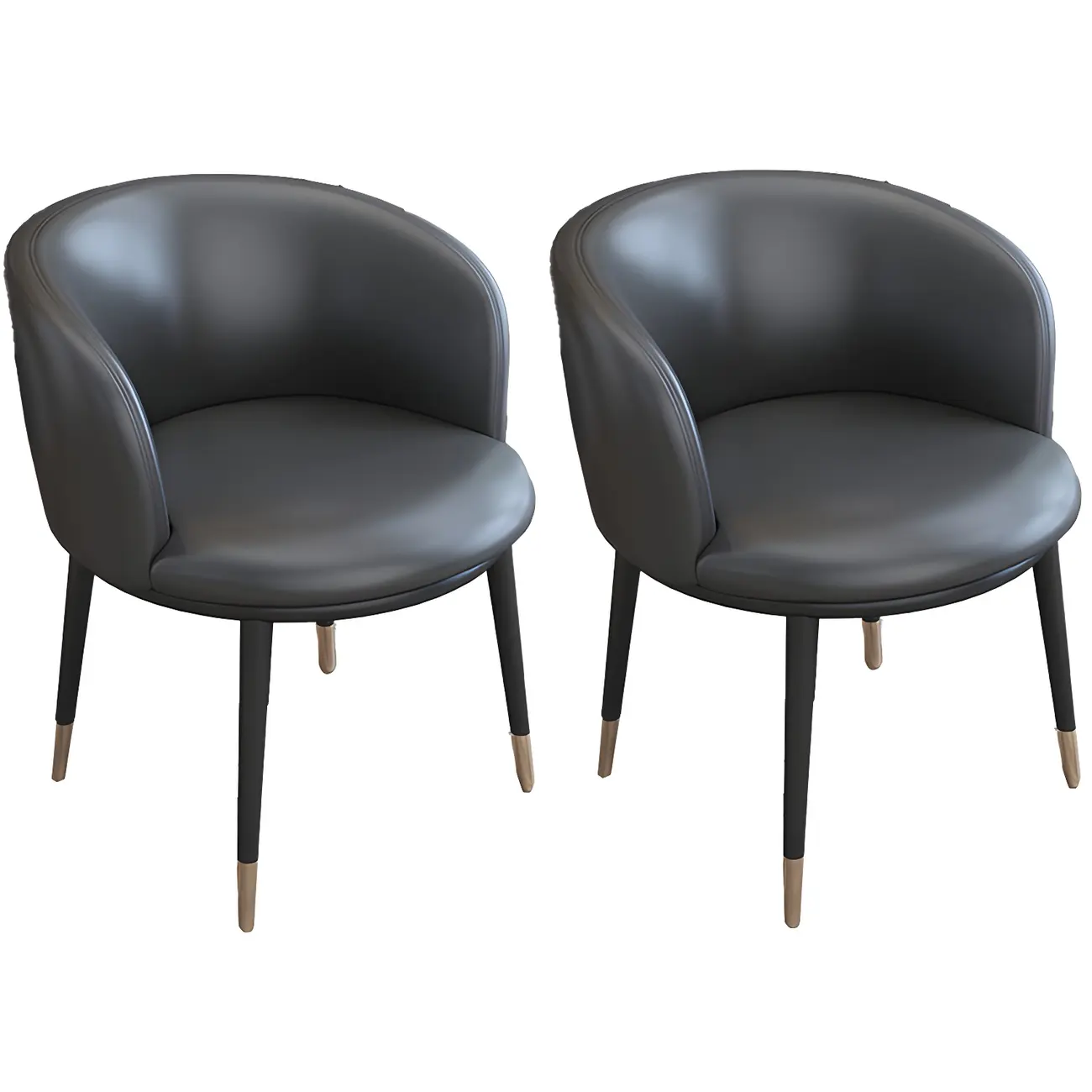 Camel Curved Barrel Back Leather Arm Dining Chair Image - 21 | homeyfad