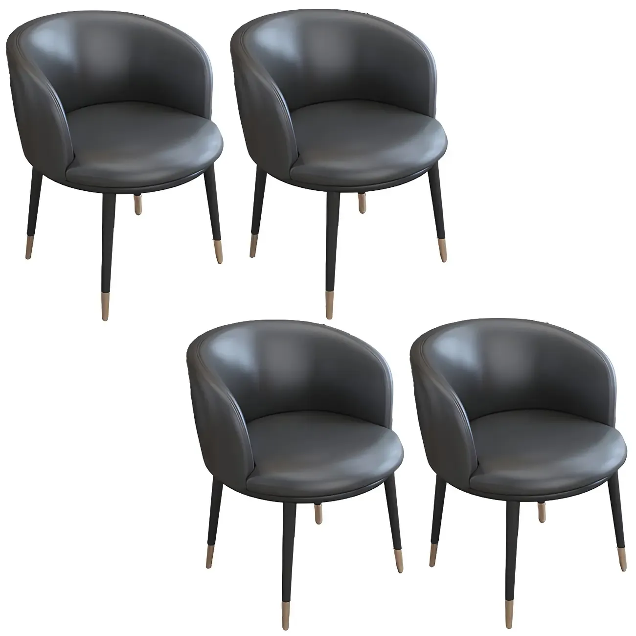 Camel Curved Barrel Back Leather Arm Dining Chair Image - 22