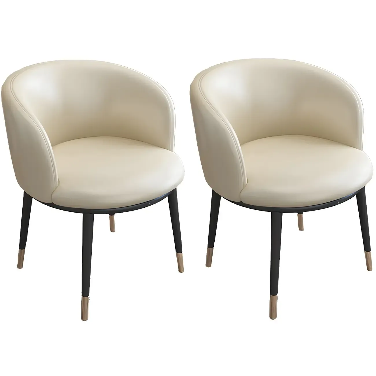 Camel Curved Barrel Back Leather Arm Dining Chair Image - 27