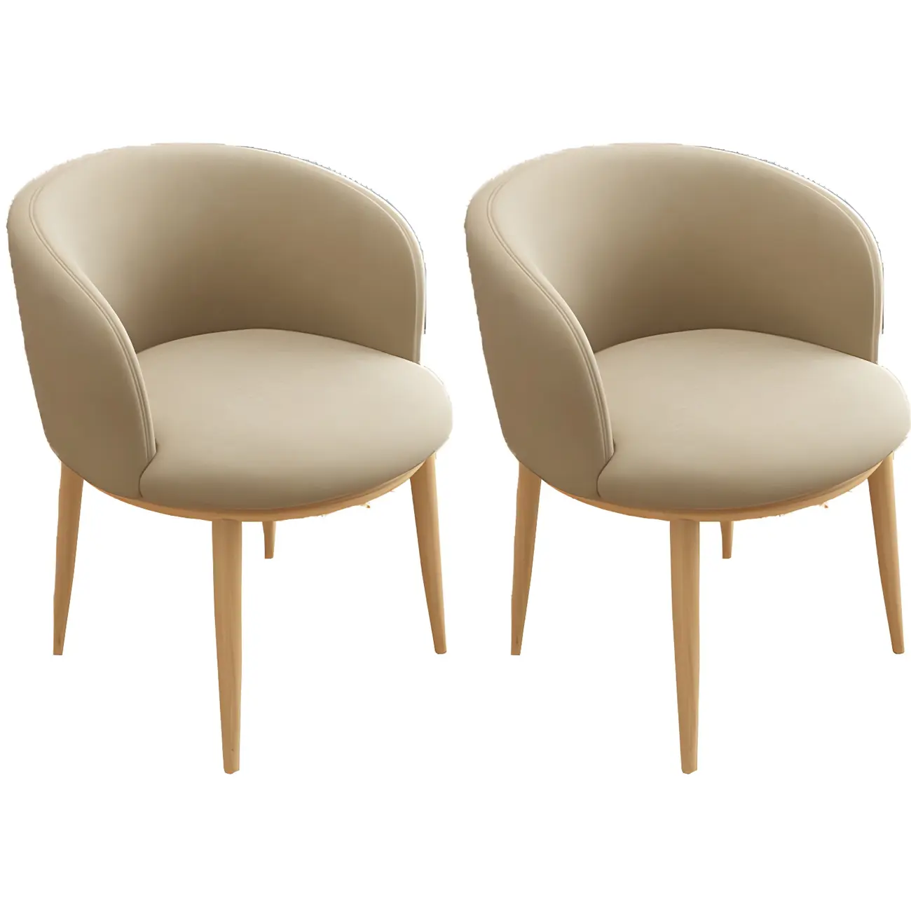 Camel Curved Barrel Back Leather Arm Dining Chair Image - 45 | homeyfad