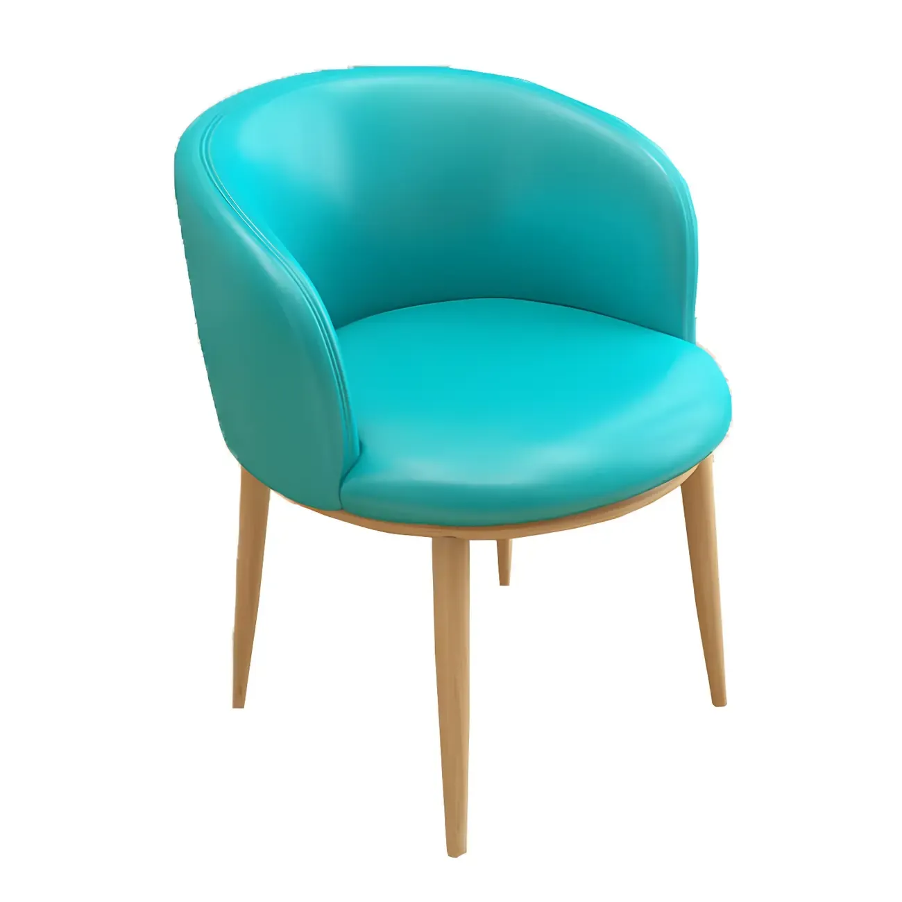 Camel Curved Barrel Back Leather Arm Dining Chair Image - 59