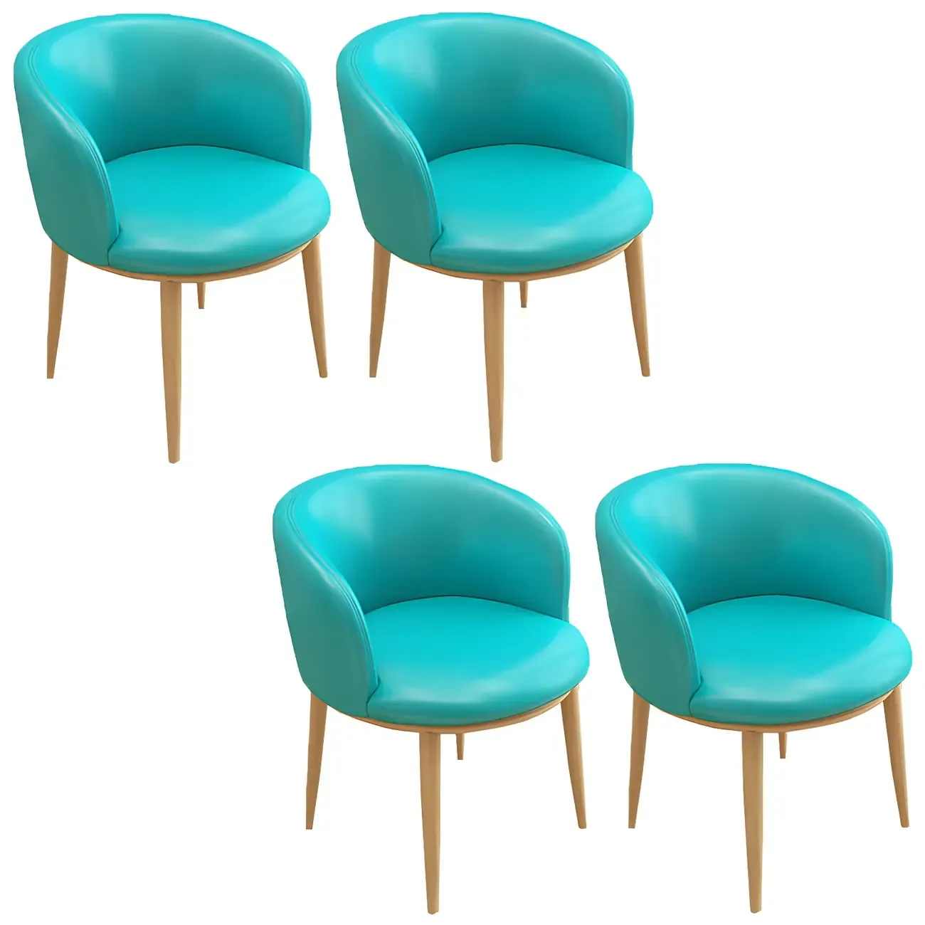 Camel Curved Barrel Back Leather Arm Dining Chair Image - 61