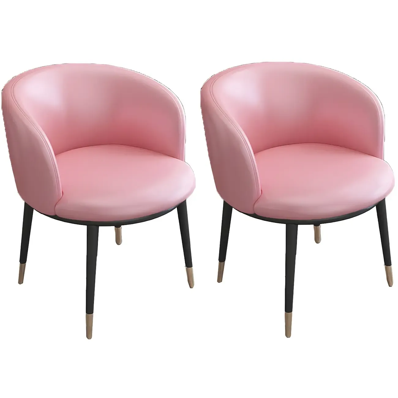 Camel Curved Barrel Back Leather Arm Dining Chair Image - 81