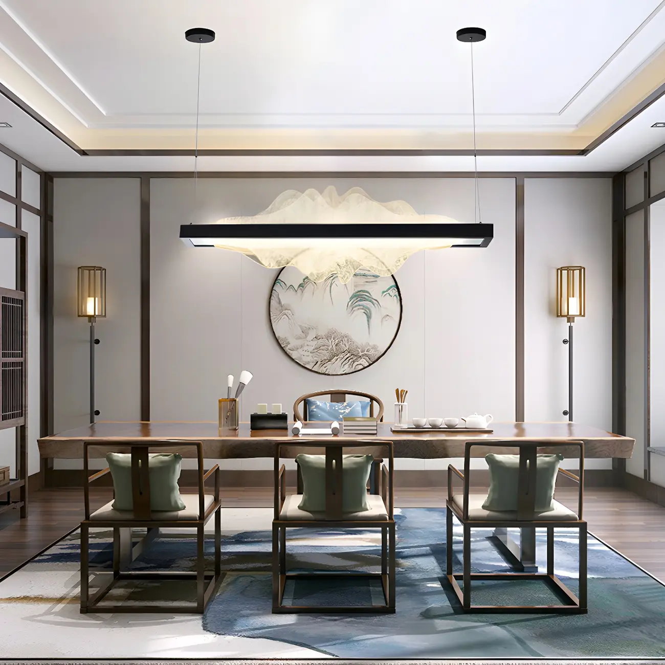 Modern Metal Rectangular Unique Pendant Light Image - 2 | homeyfad