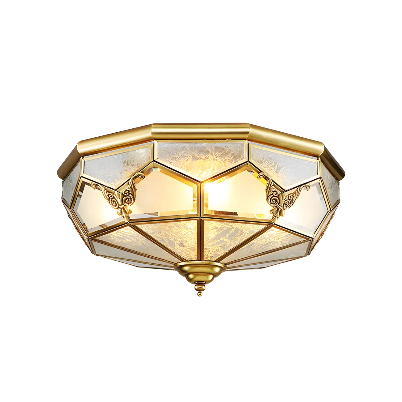 Brass Glass Colonial Flush Ceiling Light Dome-Shaped Image - 5 | homeyfad