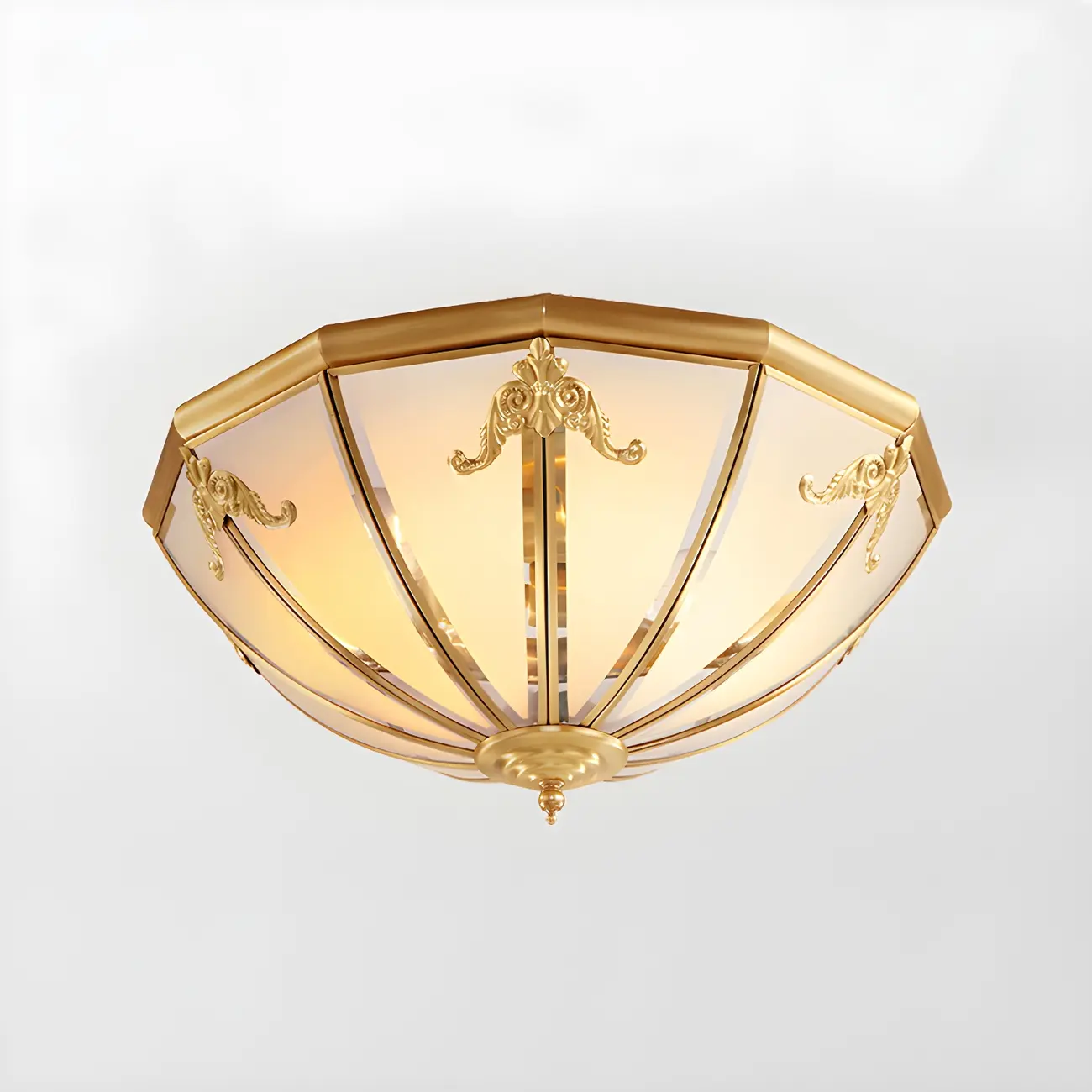 Brass Glass Colonial Flush Ceiling Light Dome-Shaped Image - 7 | homeyfad