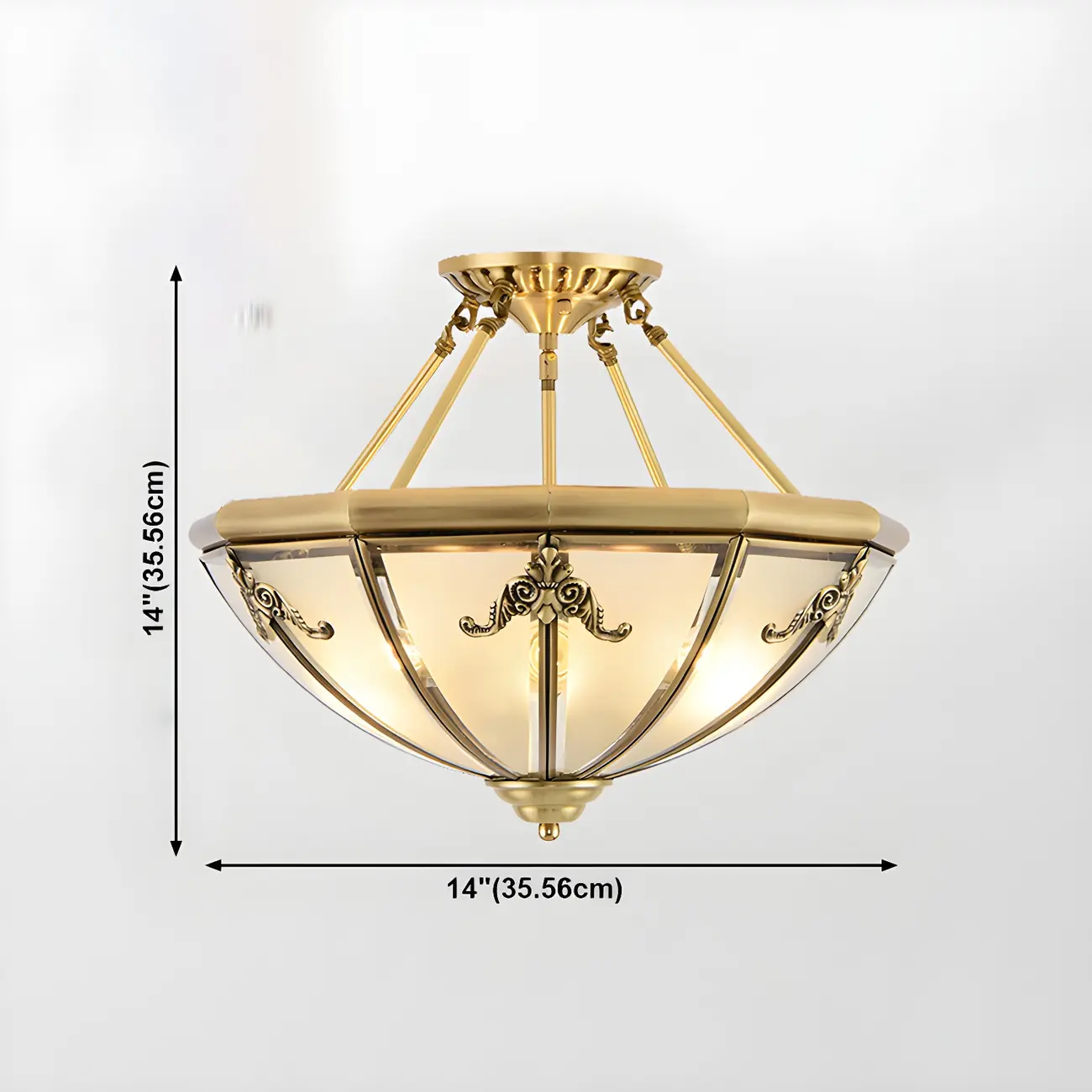 Brass Glass Colonial Flush Ceiling Light Dome-Shaped Image - 16 | homeyfad