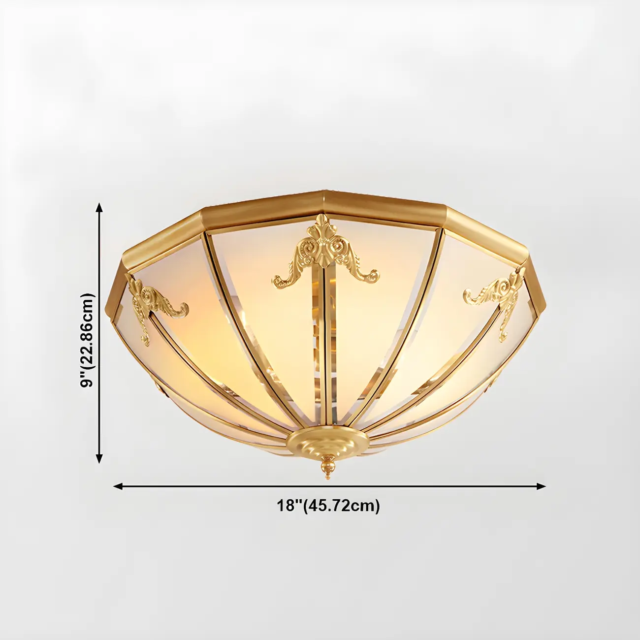 Brass Glass Colonial Flush Ceiling Light Dome-Shaped Image - 18 | homeyfad