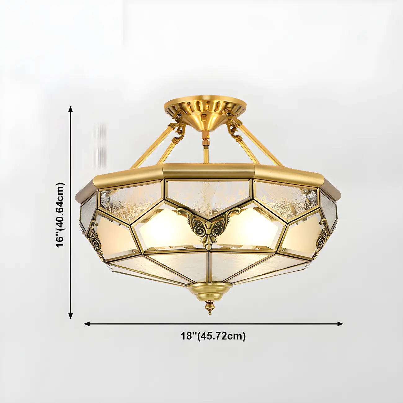 Brass Glass Colonial Flush Ceiling Light Dome-Shaped Image - 19 | homeyfad