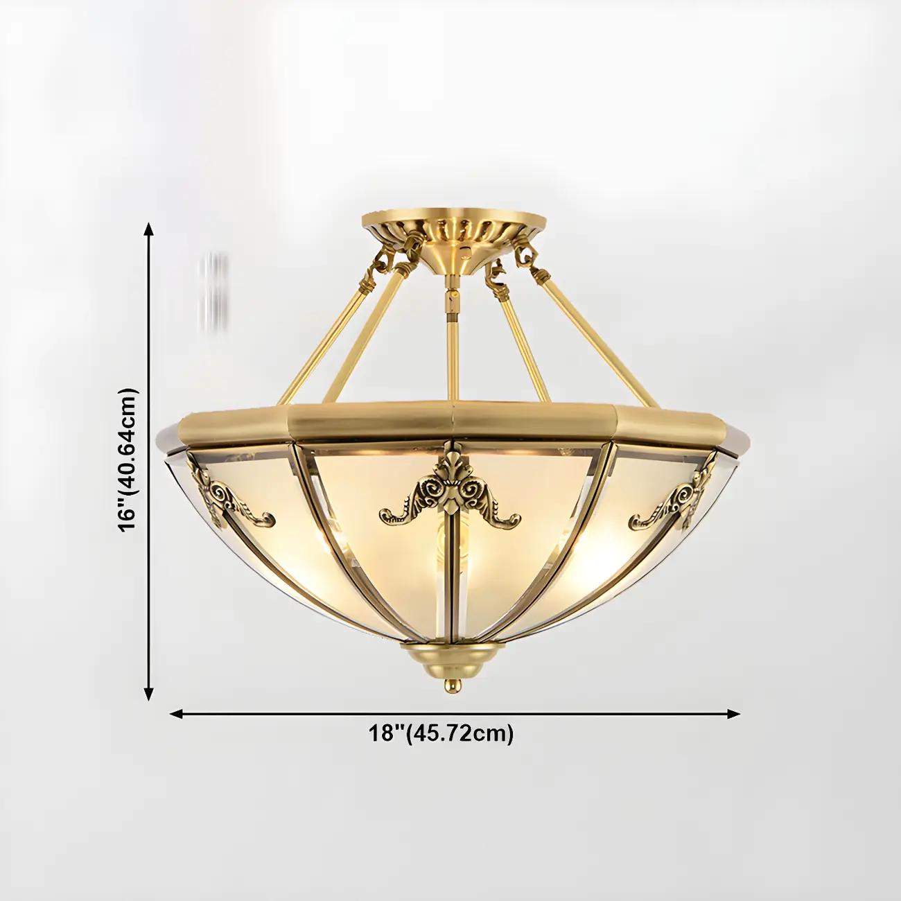 Brass Glass Colonial Flush Ceiling Light Dome-Shaped Image - 20 | homeyfad