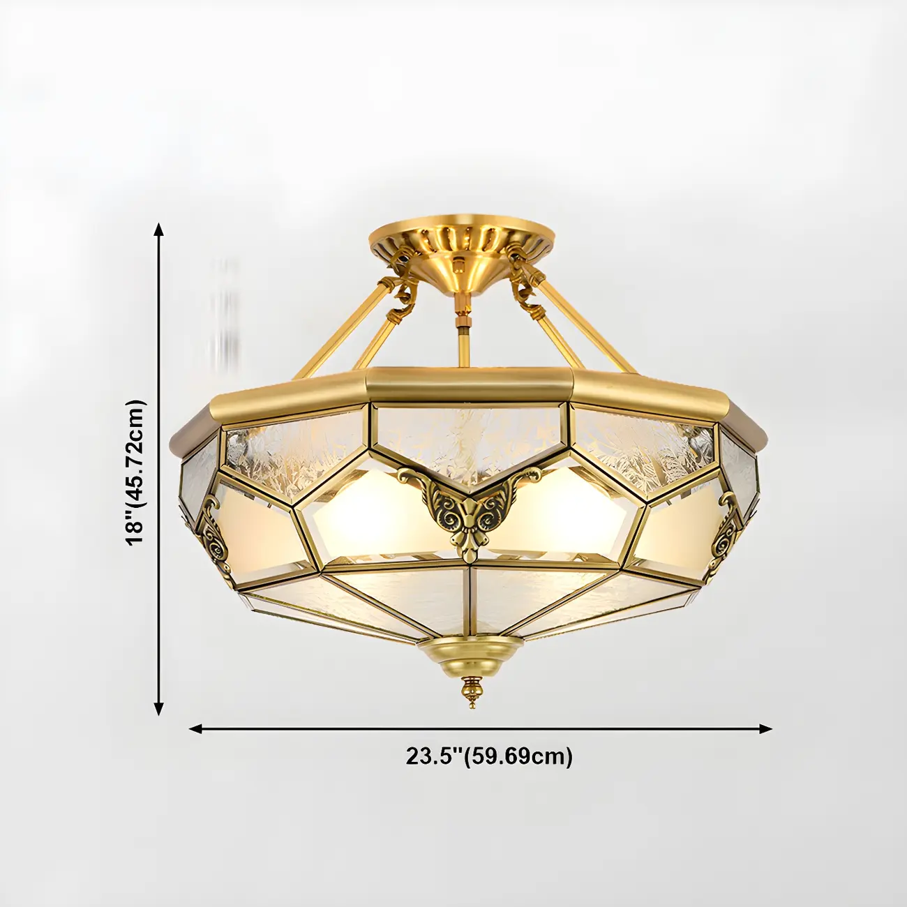 Brass Glass Colonial Flush Ceiling Light Dome-Shaped Image - 23 | homeyfad