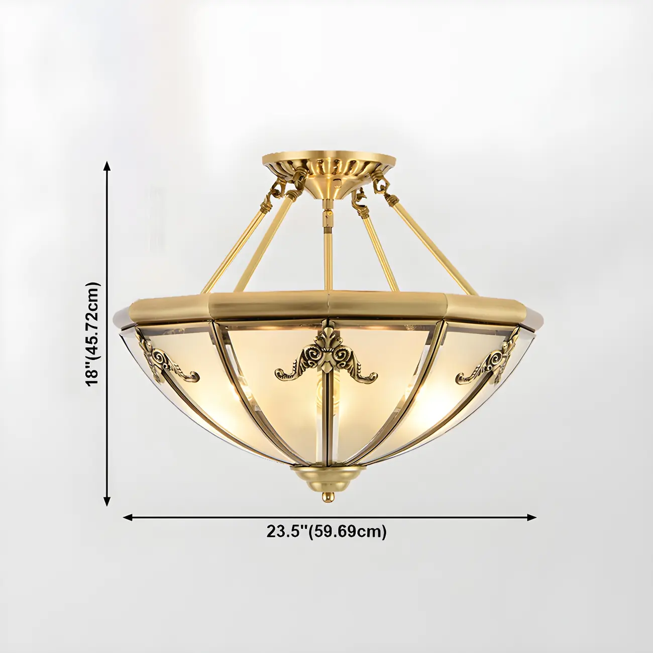 Brass Glass Colonial Flush Ceiling Light Dome-Shaped Image - 24 | homeyfad