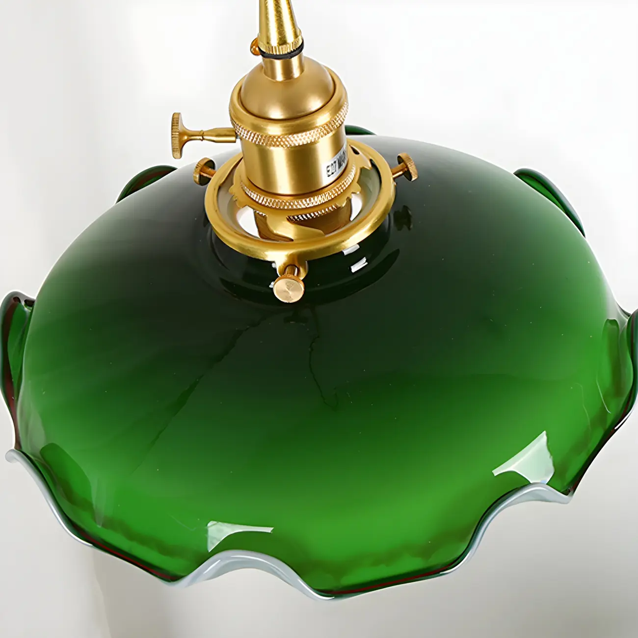 Vintage Green Glass Brass Rope Pendant Light Adjustable Image - 18 | homeyfad