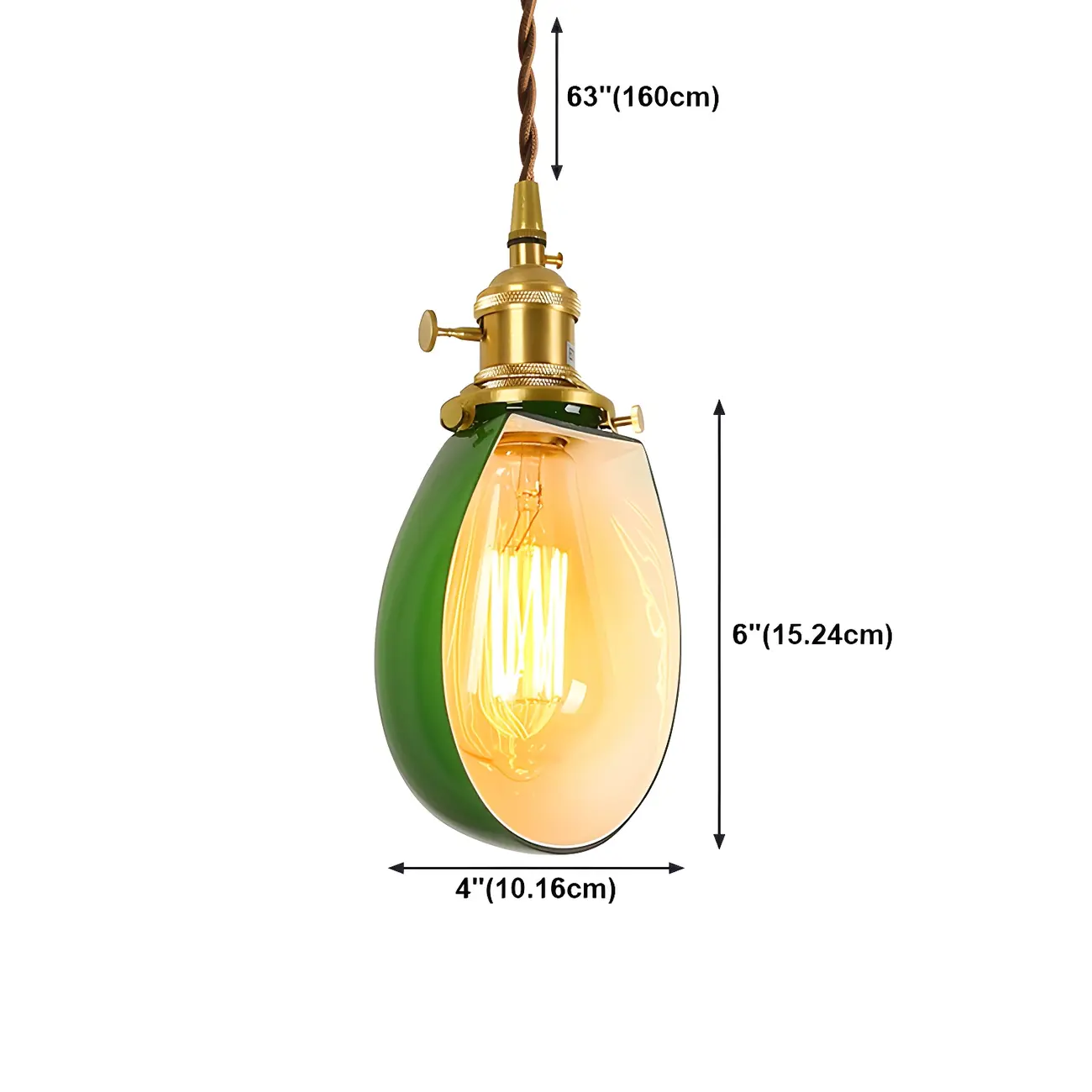 Vintage Green Glass Brass Rope Pendant Light Adjustable #size | homeyfad