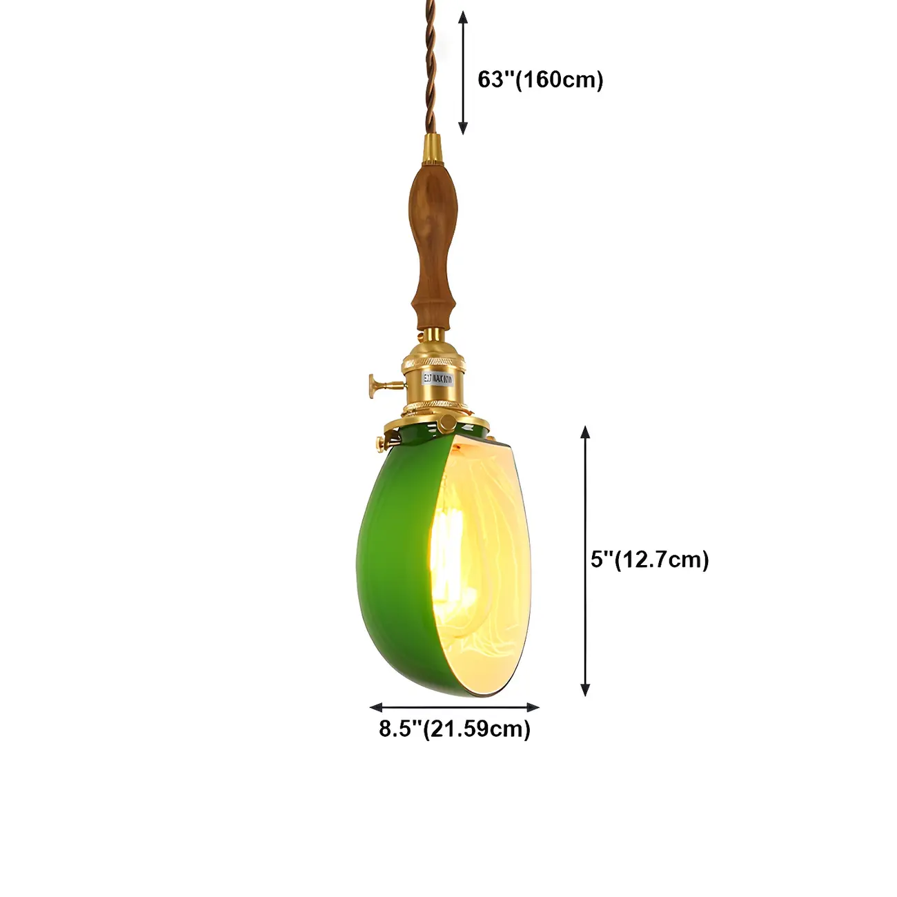 Vintage Green Glass Brass Rope Pendant Light Adjustable Image - 21 | homeyfad