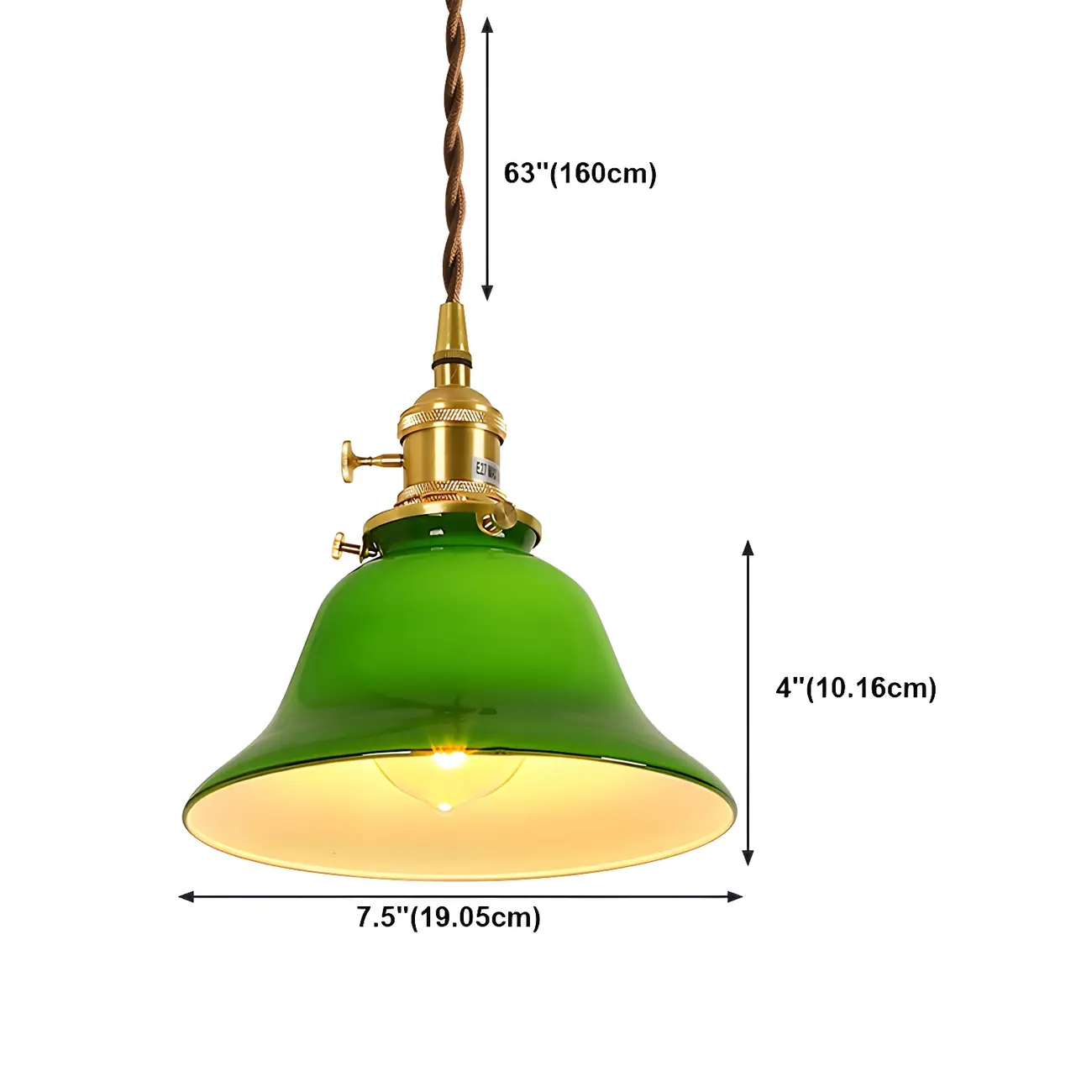 Vintage Green Glass Brass Rope Pendant Light Adjustable Image - 23 | homeyfad