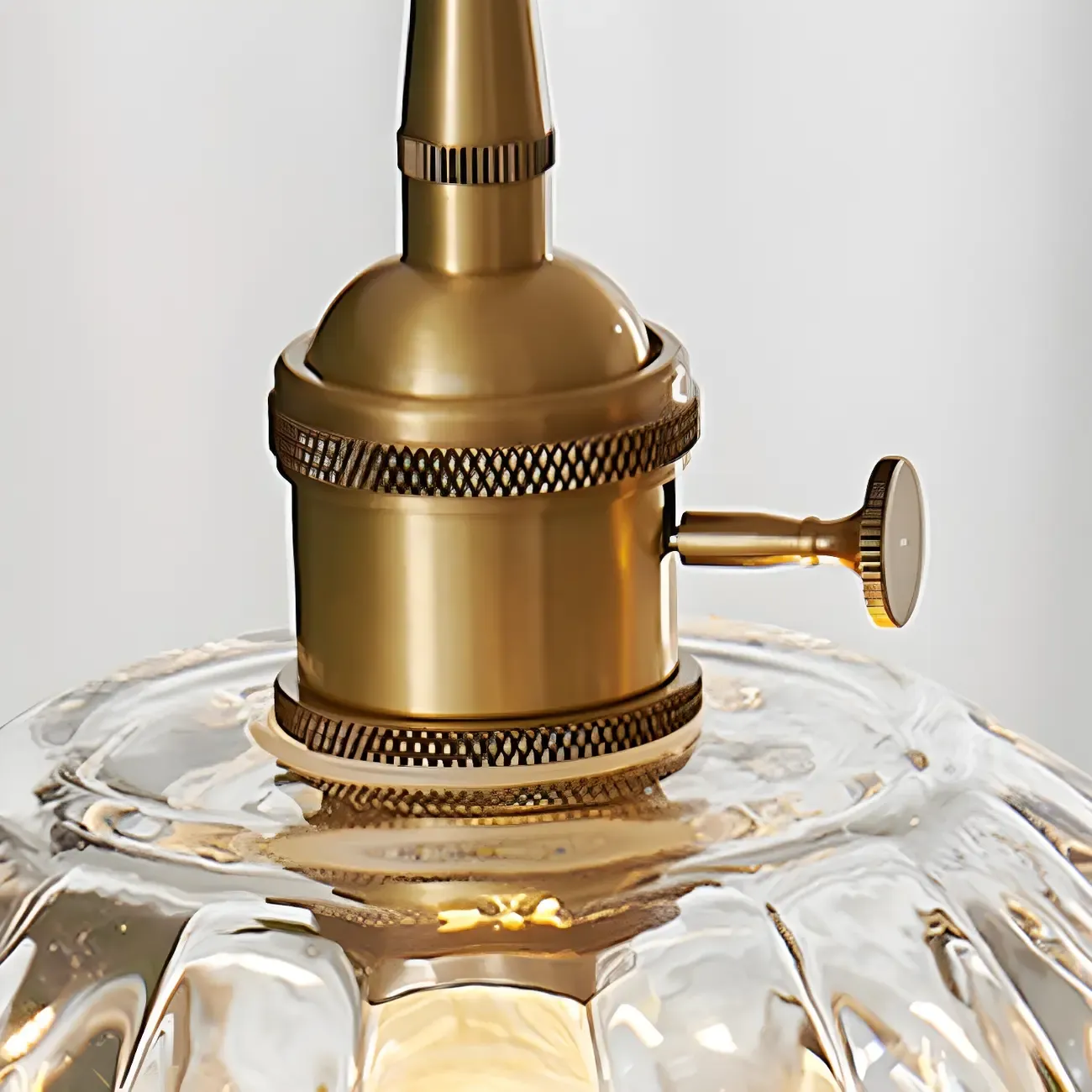 Art Deco Vintage Flower Glass Brass Hanging Pendant Light Image - 11