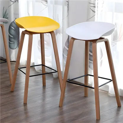 26'' Bucket Seat Counter Stool with Natural Wood Legs Image - 2