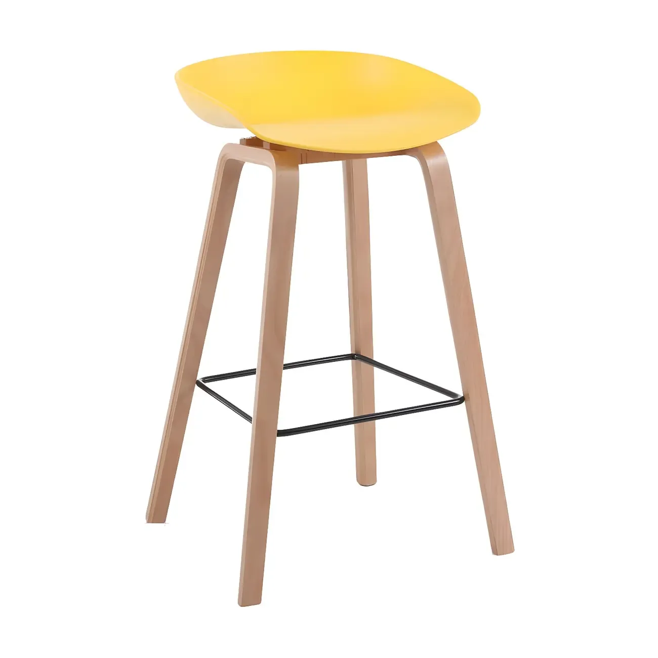 Mid-Century Modern Plastic Bar Stool with Wood Legs | HomeyFad