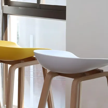 26'' Bucket Seat Counter Stool with Natural Wood Legs Image - 4