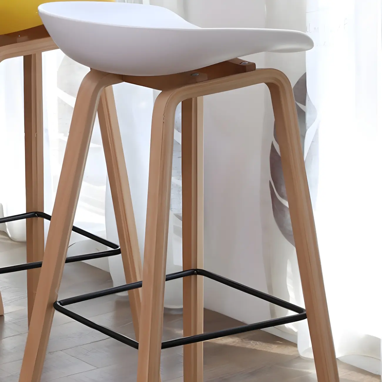 26'' Bucket Seat Counter Stool with Natural Wood Legs Image - 5 | homeyfad