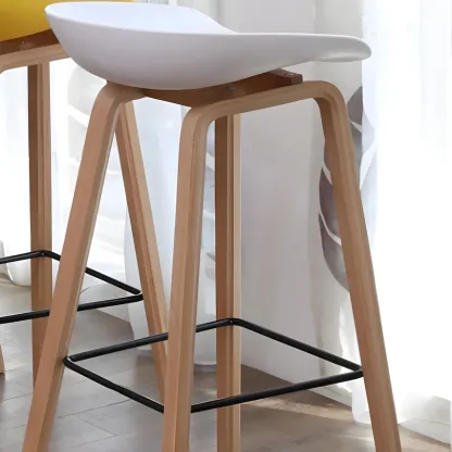 26'' Bucket Seat Counter Stool with Natural Wood Legs Image - 5
