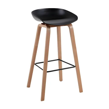 26'' Bucket Seat Counter Stool with Natural Wood Legs Image - 23