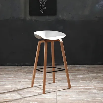 26'' Bucket Seat Counter Stool with Natural Wood Legs Image - 10