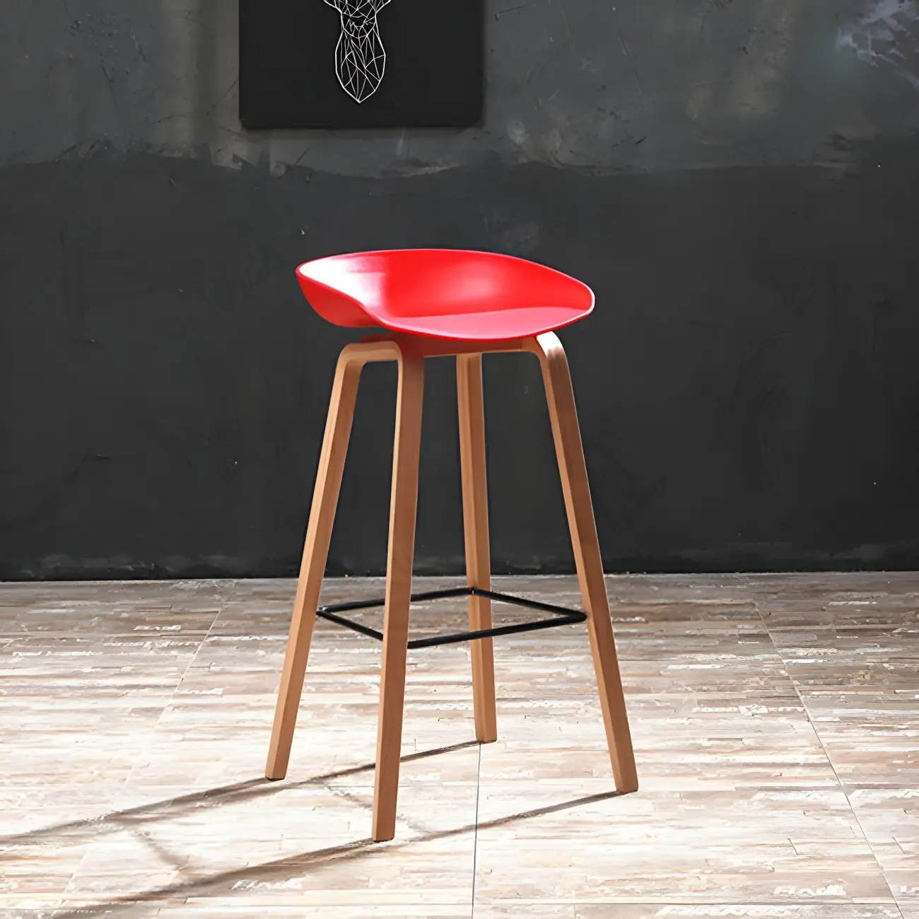 26'' Bucket Seat Counter Stool with Natural Wood Legs Image - 12