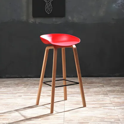 26'' Bucket Seat Counter Stool with Natural Wood Legs Image - 12