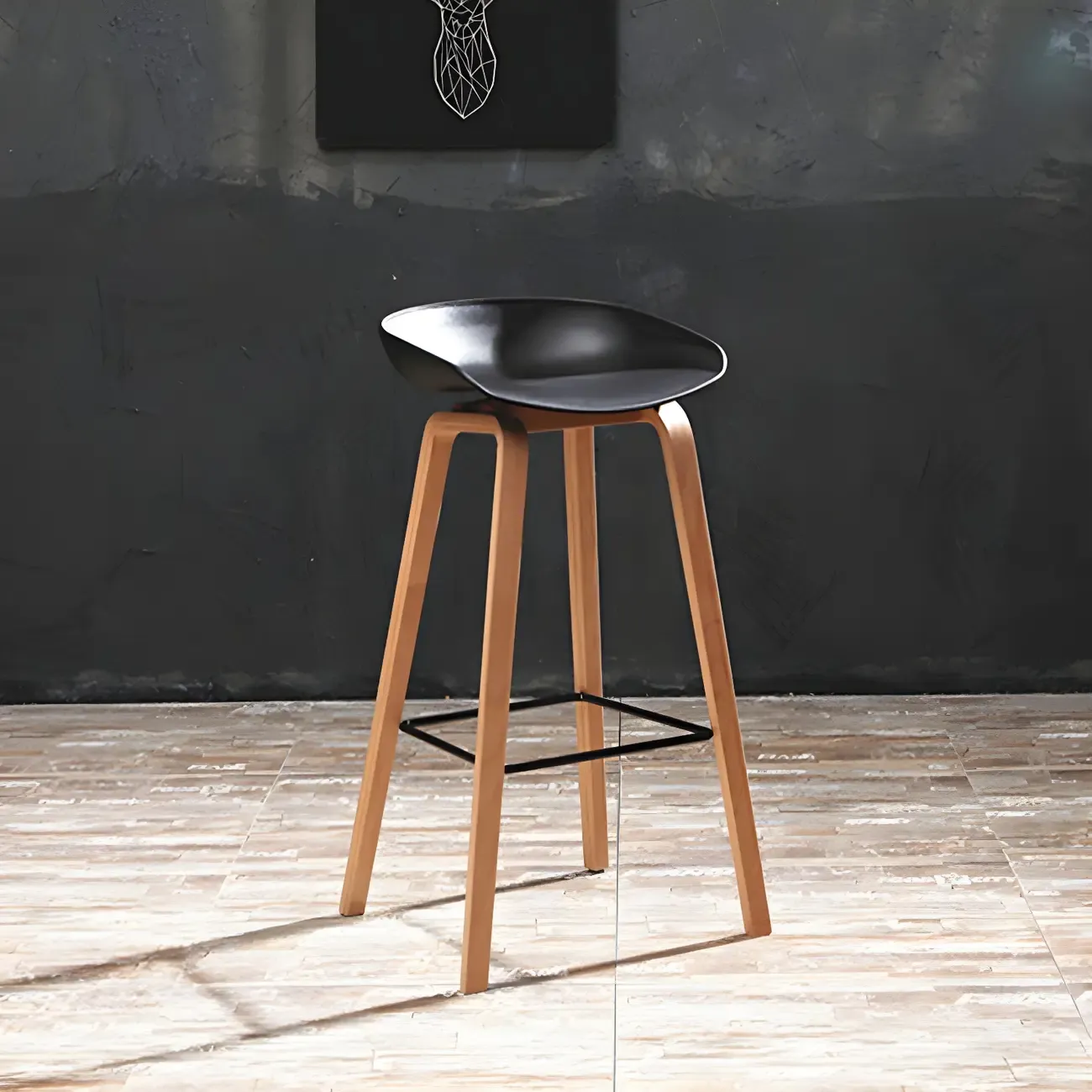 26'' Bucket Seat Counter Stool with Natural Wood Legs Image - 11